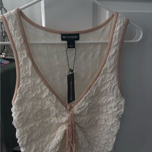 PrettyLittleThing Ivory Textured Sleeveless Top
